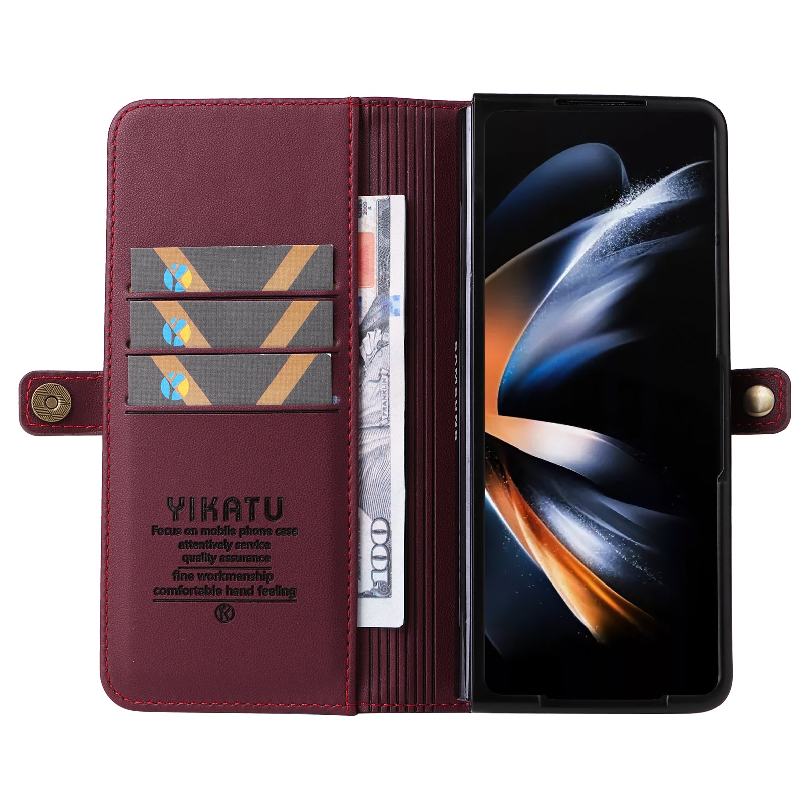 YIKATU YK- 001 for Samsung Galaxy Z Fold6 5G Case PU Leather Strong Magnetic Flip hone Cover - Wine Red YIKATU YK- 001 for Samsung Galaxy Z Fold6 5G Case PU Leather Strong Magnetic Flip hone Cover - Wine Red